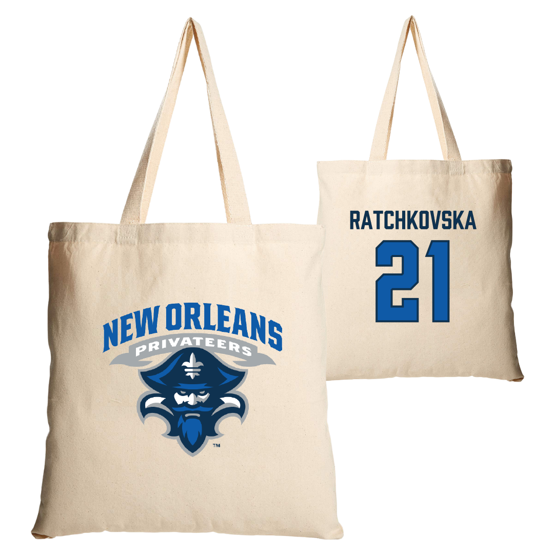 University of New Orleans Volleyball Tan Canvas Tote Bag - #21 Elani Ratchkovska
