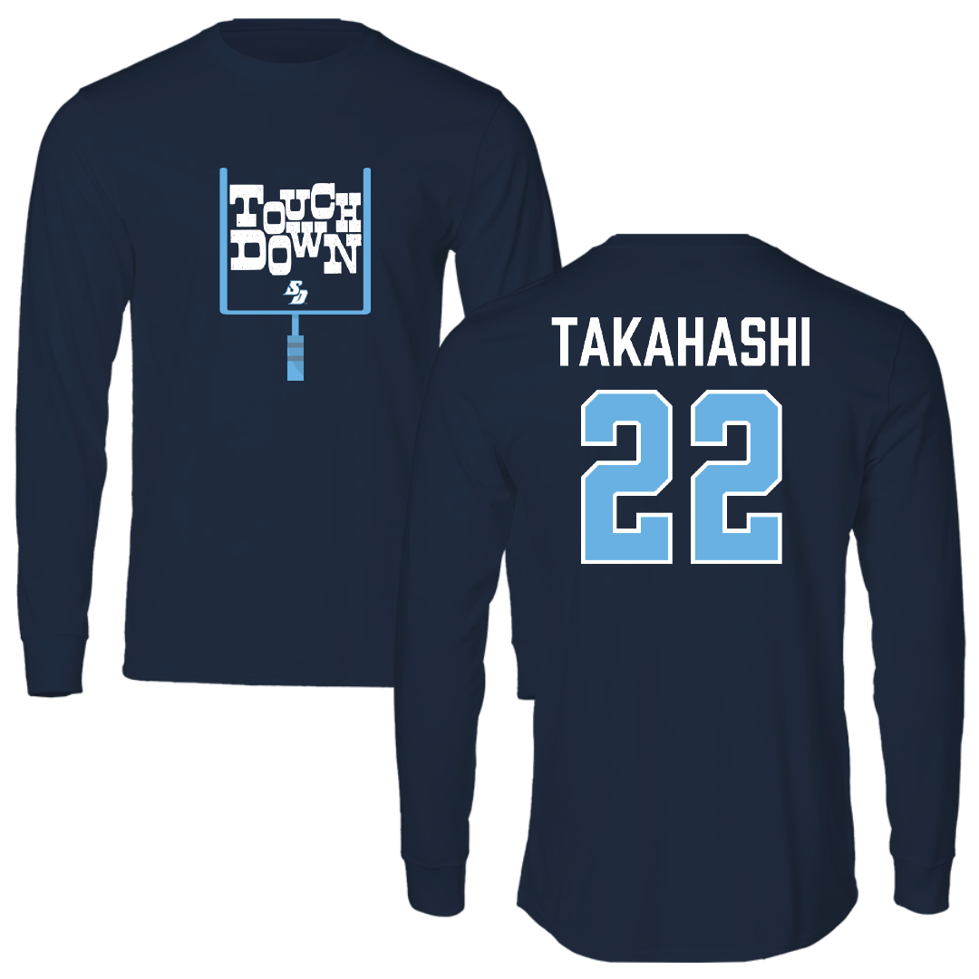 University of San Diego Football Navy Touchdown Performance Long Sleeve - #22 Yosei Takahashi