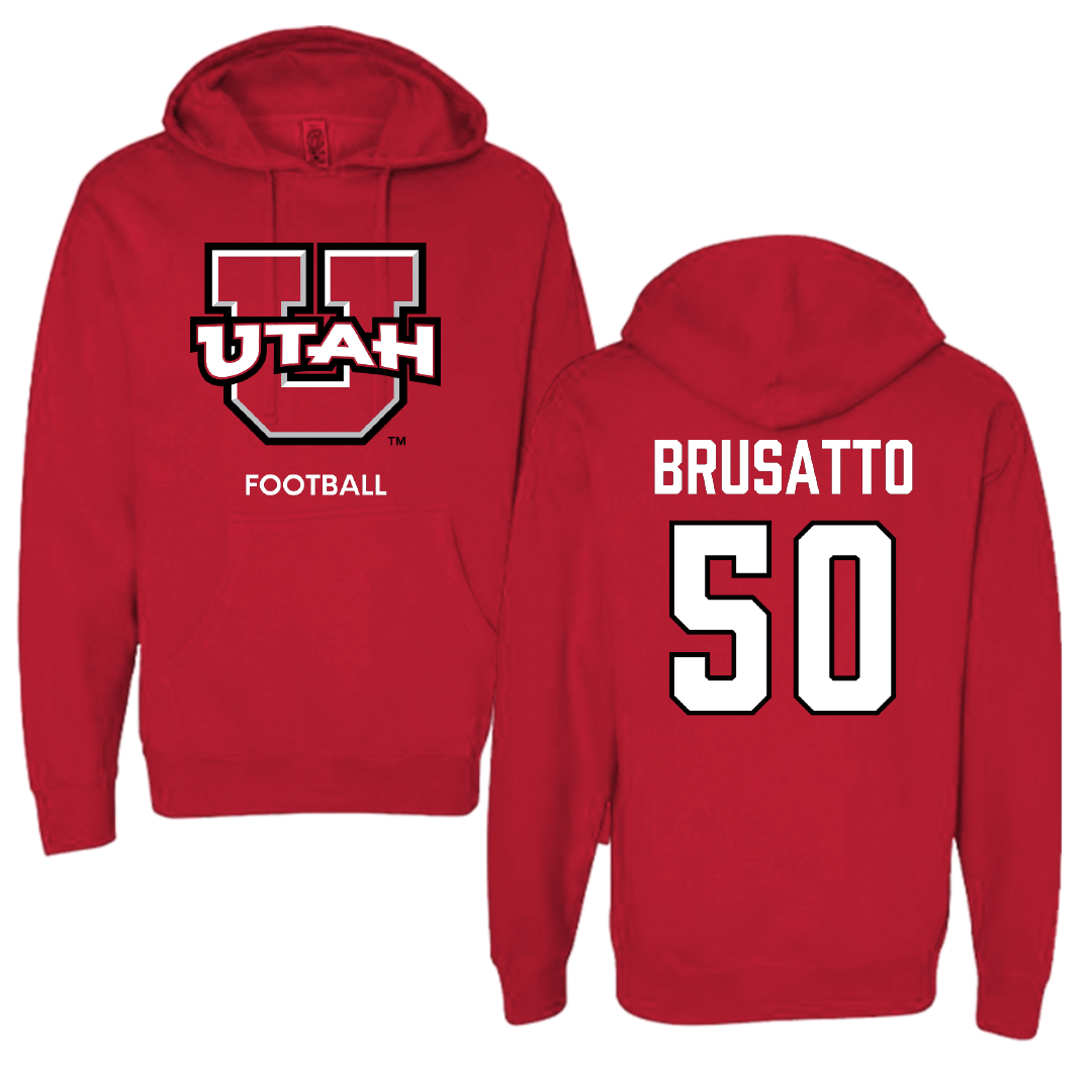 University of Utah Football Red Utes Hoodie - #50 Justice Brusatto