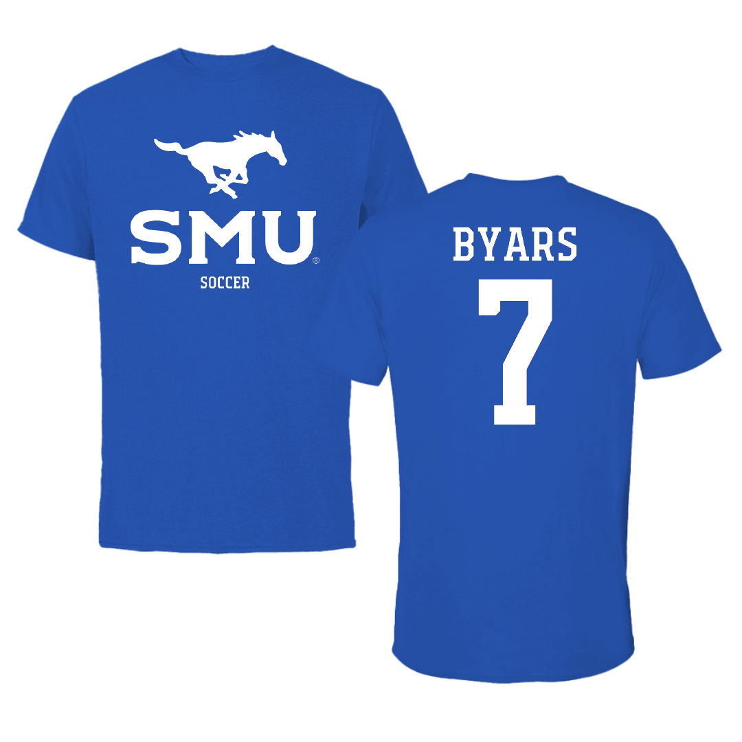 Southern Methodist University Soccer (W) Blue Mascot Performance Tee - #7 Truth Byars