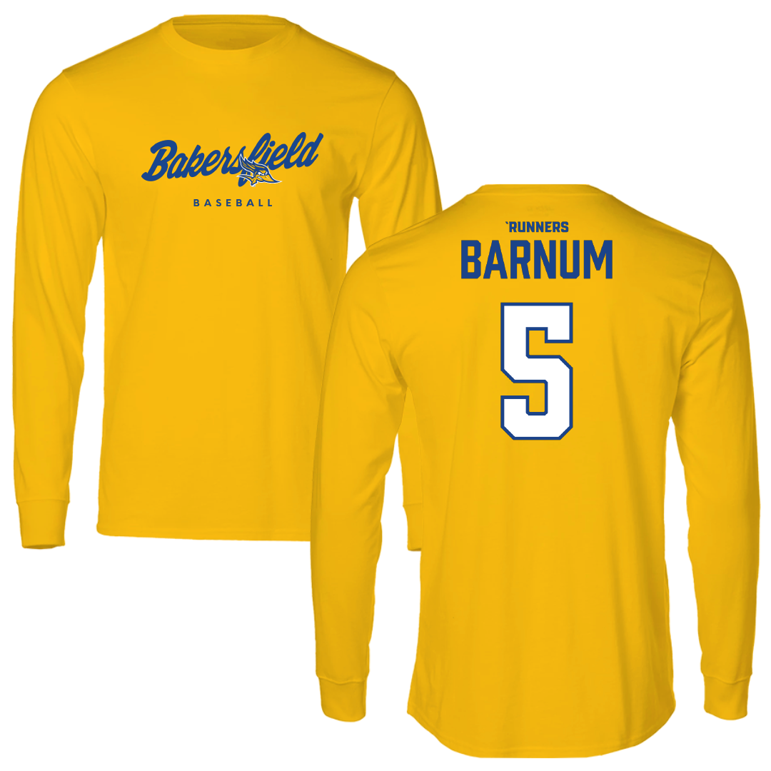 California State University-Bakersfield Baseball Gold Performance Long Sleeve - #5 Lewis Barnum