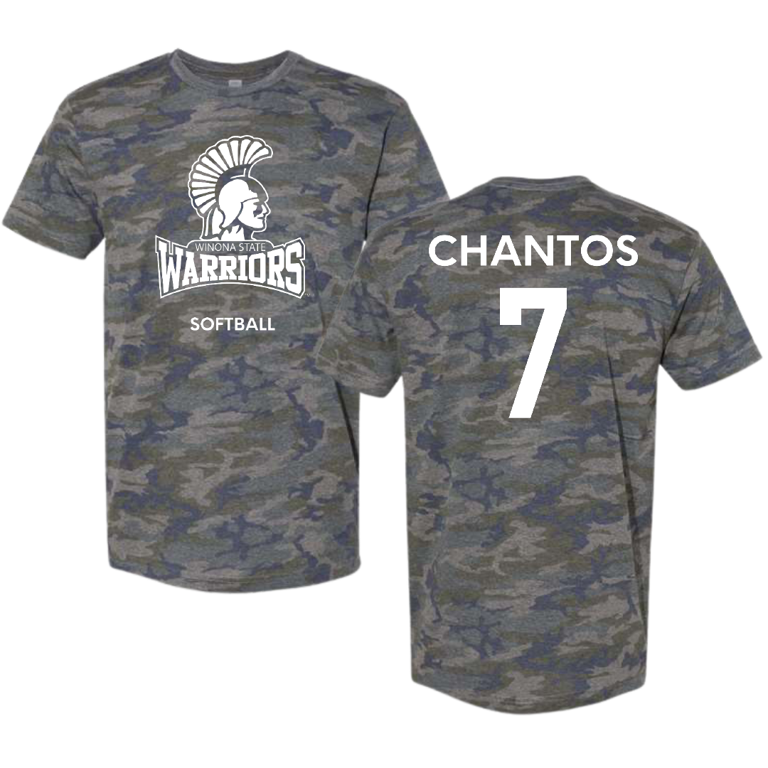 Winona State University Softball Vintage Camo Tee - #7 Ashlee Chantos
