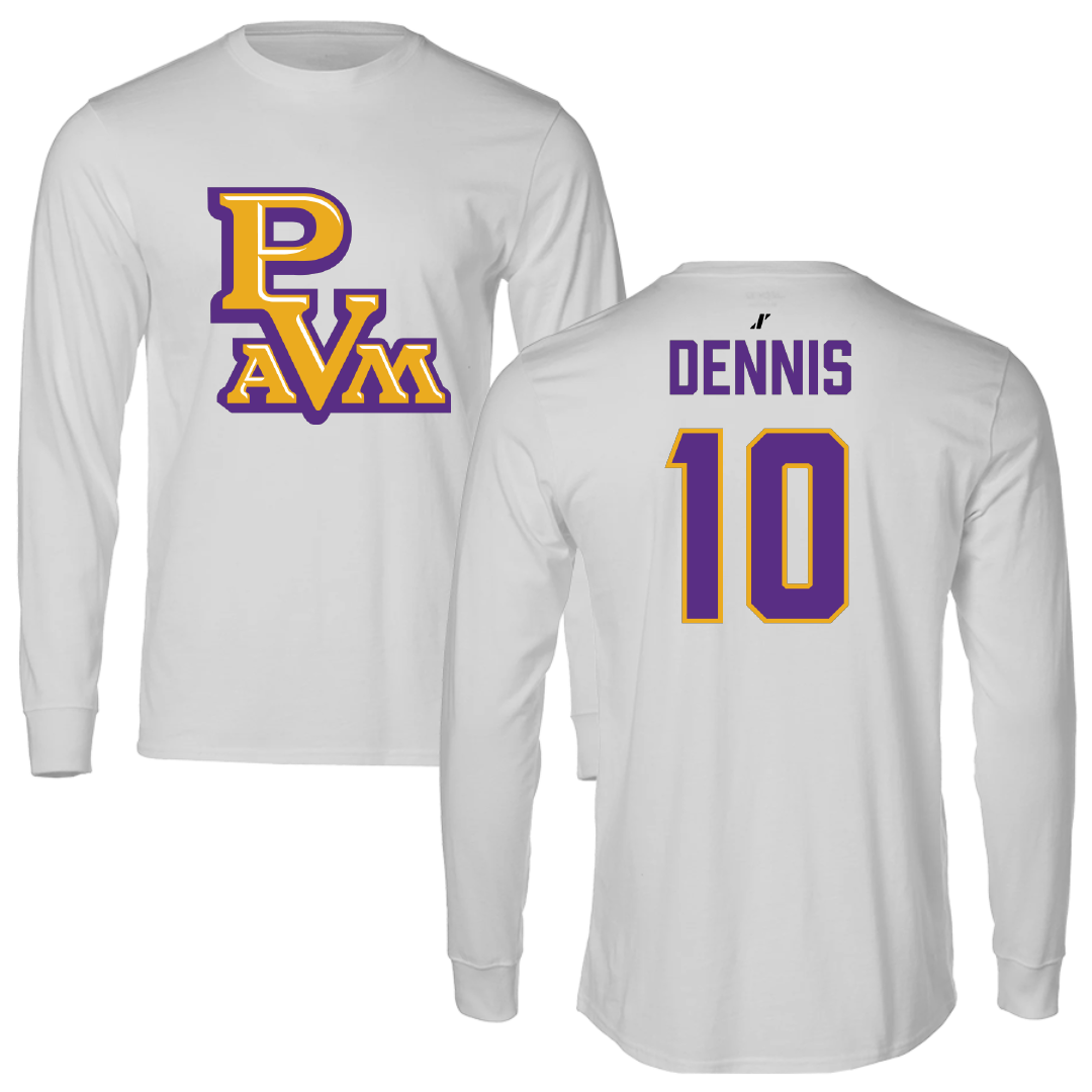 Prairie View A&M University Football Light Gray Performance Long Sleeve - #10 Andre Dennis