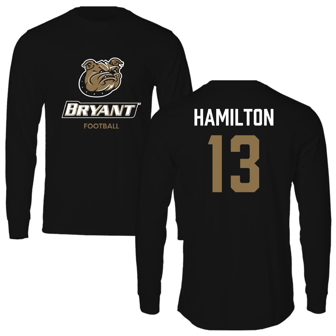 Bryant University Football Black Performance Long Sleeve - #13 Kaden Hamilton