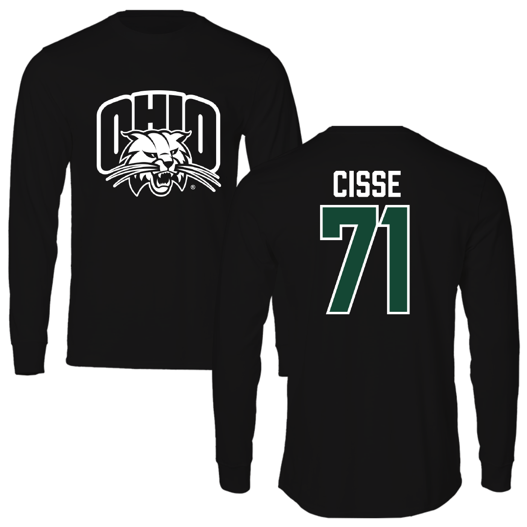 Ohio University Football Black Long Sleeve - #71 Tigana Cisse