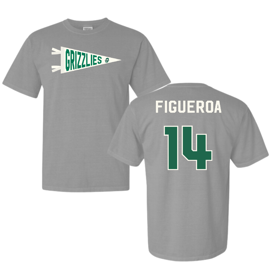Adams State University Soccer Light Gray Pennant Comfort Colors Tee - #14 Angelica Figueroa