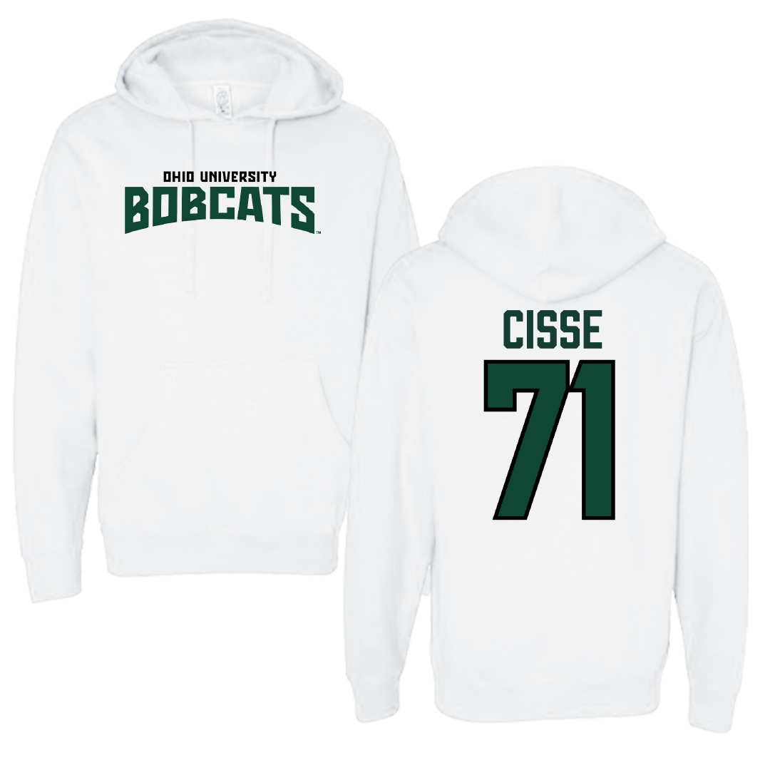 Ohio University Football White Classic Hoodie - #71 Tigana Cisse