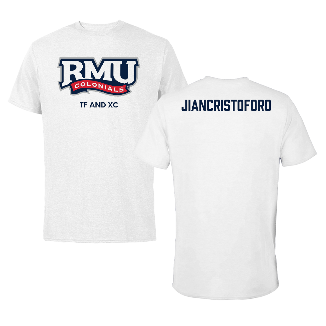 Robert Morris University TF and XC White Performance Tee - Emma Jiancristoforo