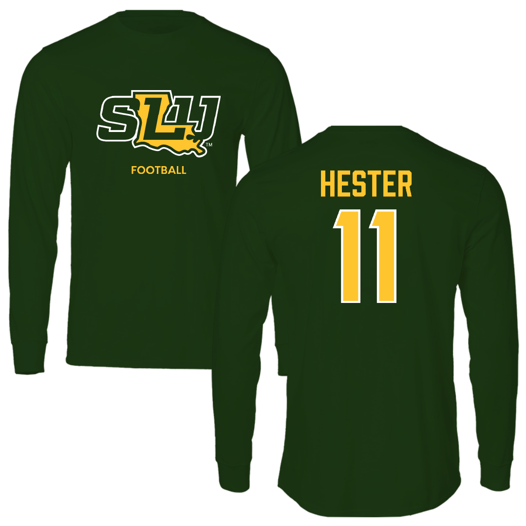 Southeastern Louisiana University Football Forest Green Performance Long Sleeve - #11 Kunta Hester