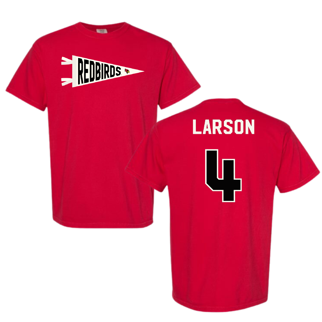 Illinois State University Softball Red Pennant Comfort Colors Tee - #4 Julia Larson