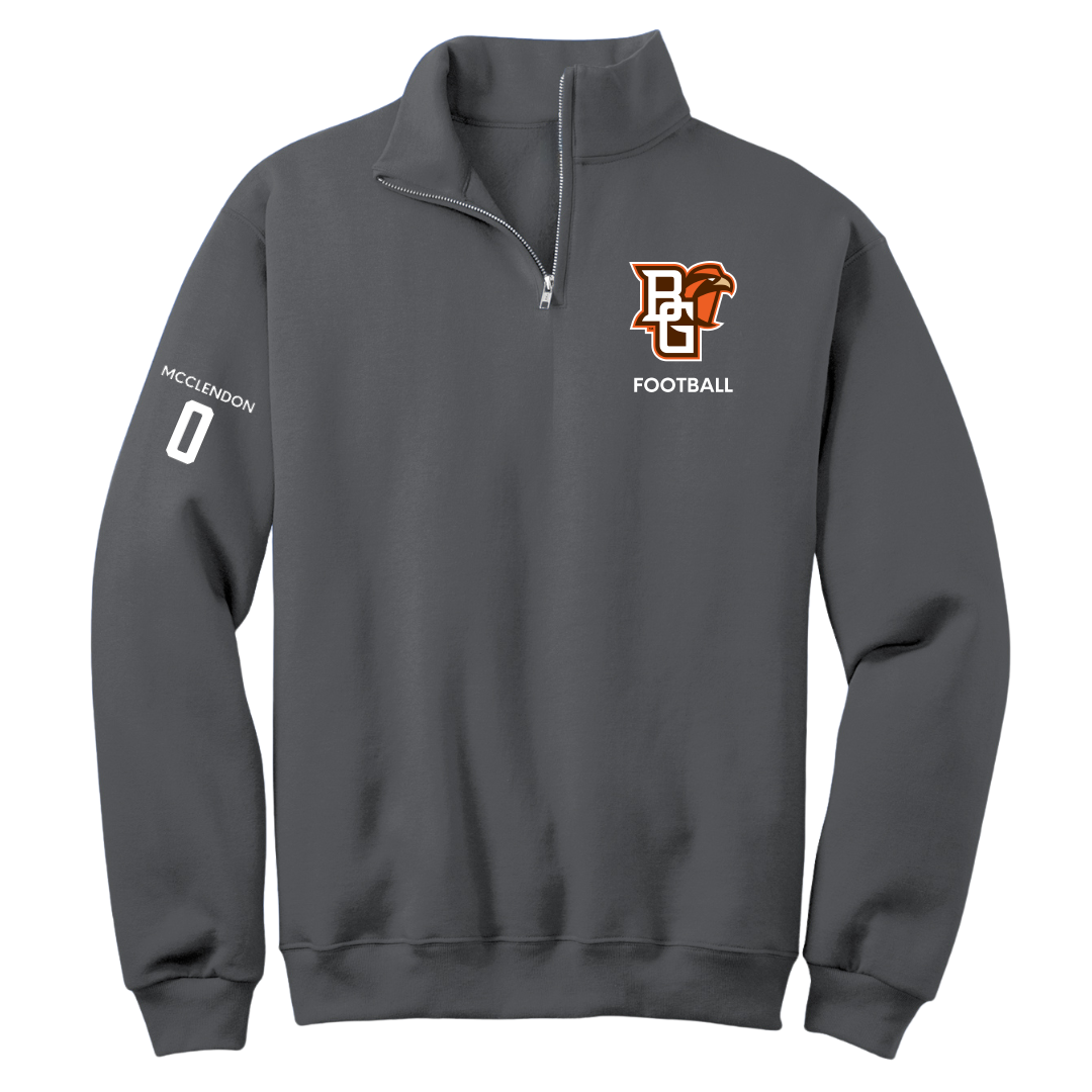 Bowling Green State University Football Dark Gray Quarter-Zip - #0 Darius McClendon