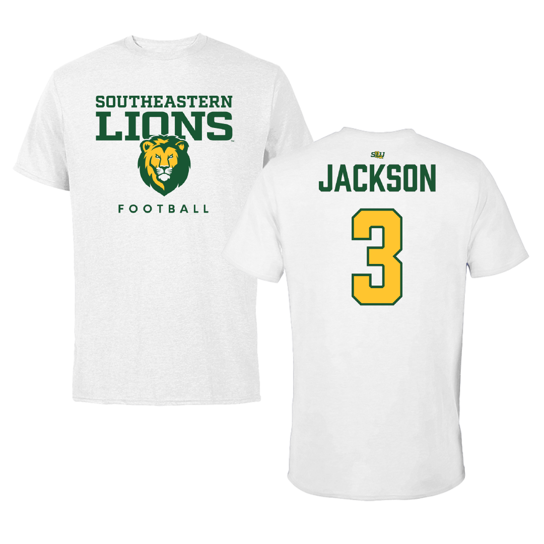 Southeastern Louisiana University Football White Tee - #3 Deantre Jackson