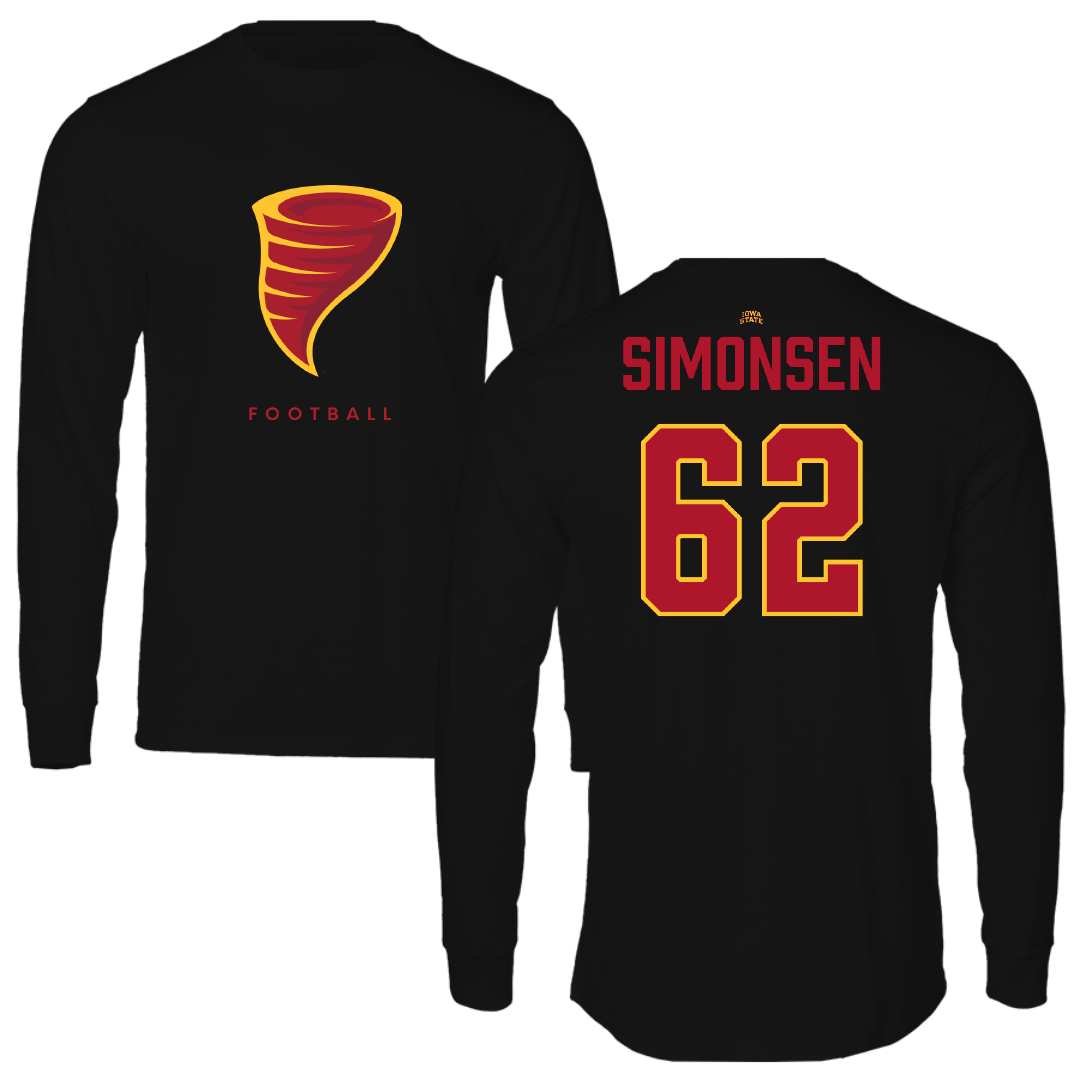 Iowa State University Football Black Performance Long Sleeve - #62 Braden Simonsen