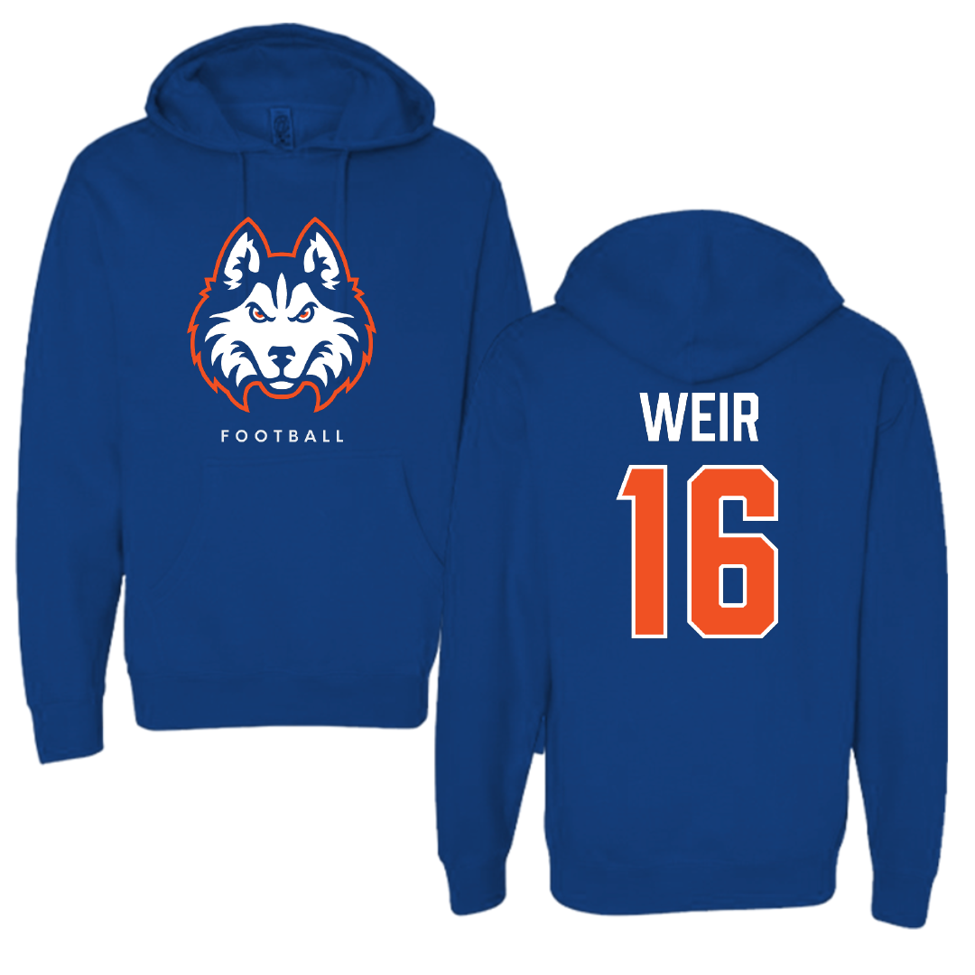 Houston Christian University Football True Royal Hoodie - #16 Jake Weir
