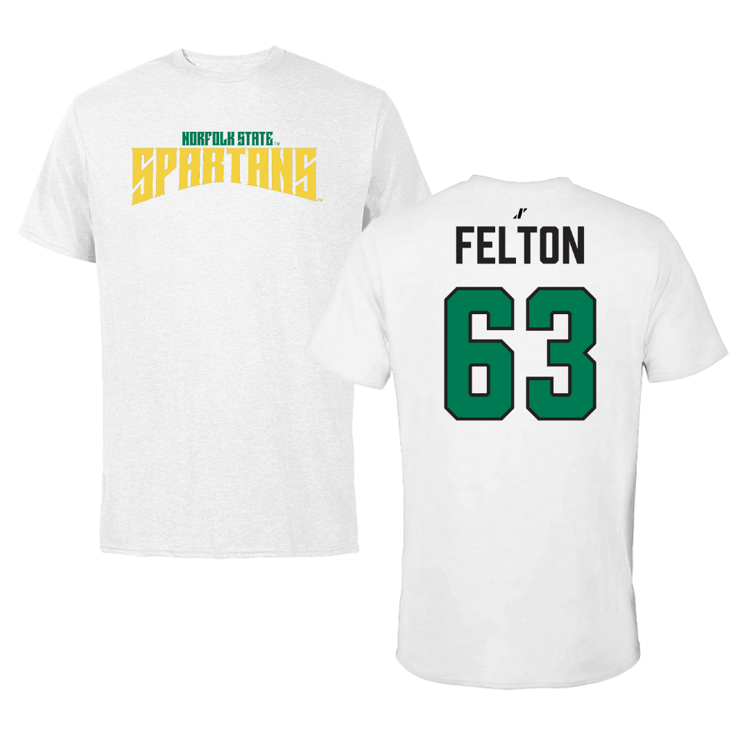 Norfolk State University Football White Classic Tee - #63 Marselle Felton