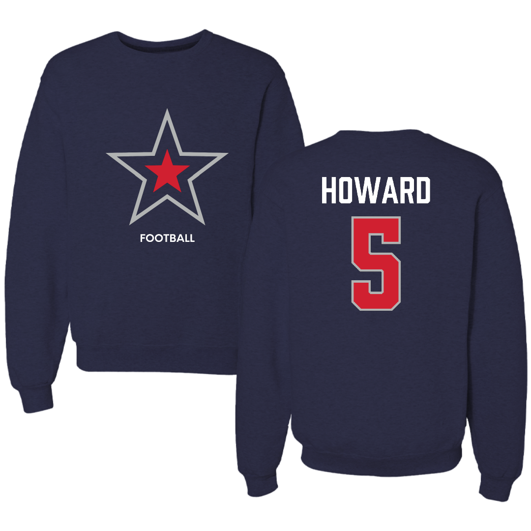 Robert Morris University Football Navy Mascot Crewneck - #5 Tahseen Howard