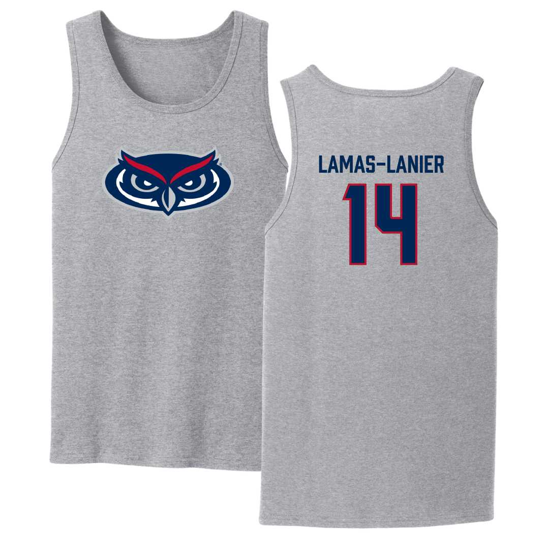 Florida Atlantic University Football Sport Gray Tank Top - #14 Courtney Lamas-Lanier