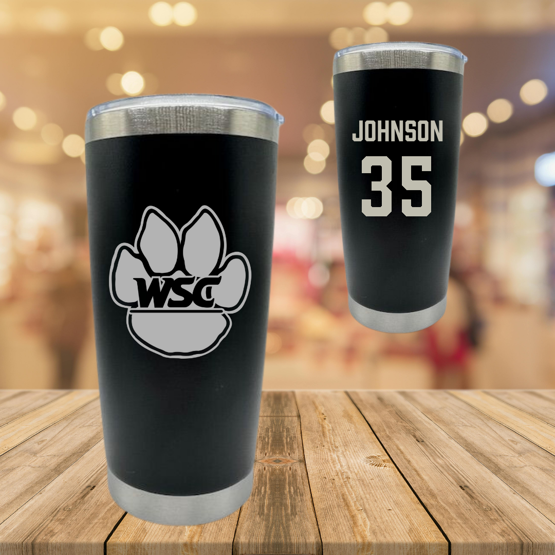 Wayne State College (Nebraska) Football Black Stainless Steel Tumbler - #35 Luke Johnson
