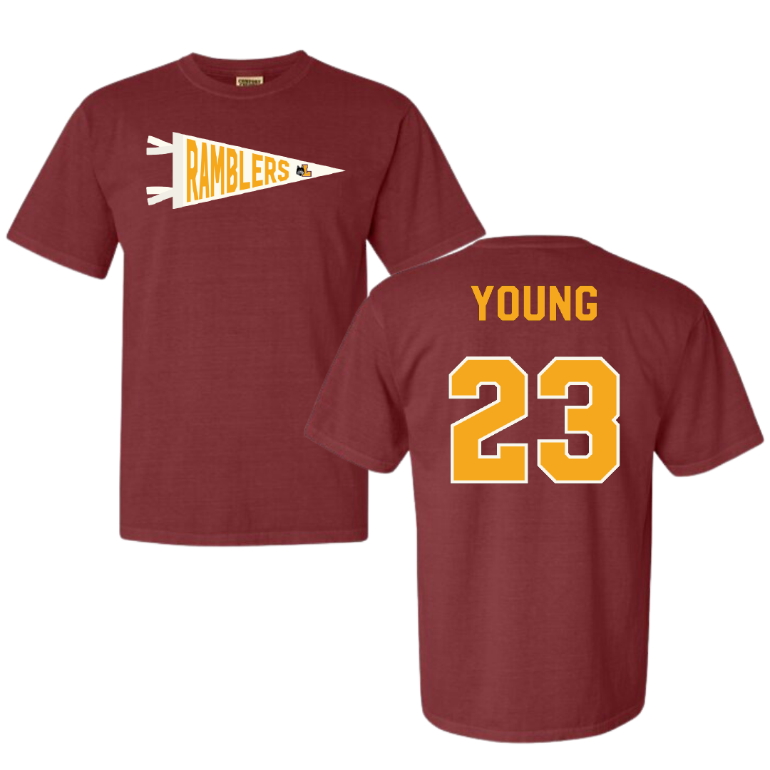 Loyola University-Chicago Soccer Maroon Pennant Comfort Colors Tee - #23 Ethan Young