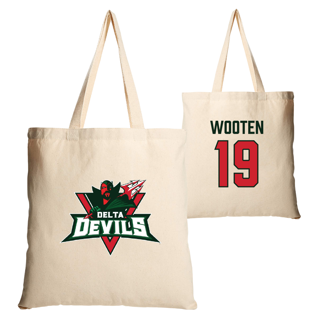 Mississippi Valley State University Volleyball Tan Canvas Tote Bag - #19 Taylor Wooten