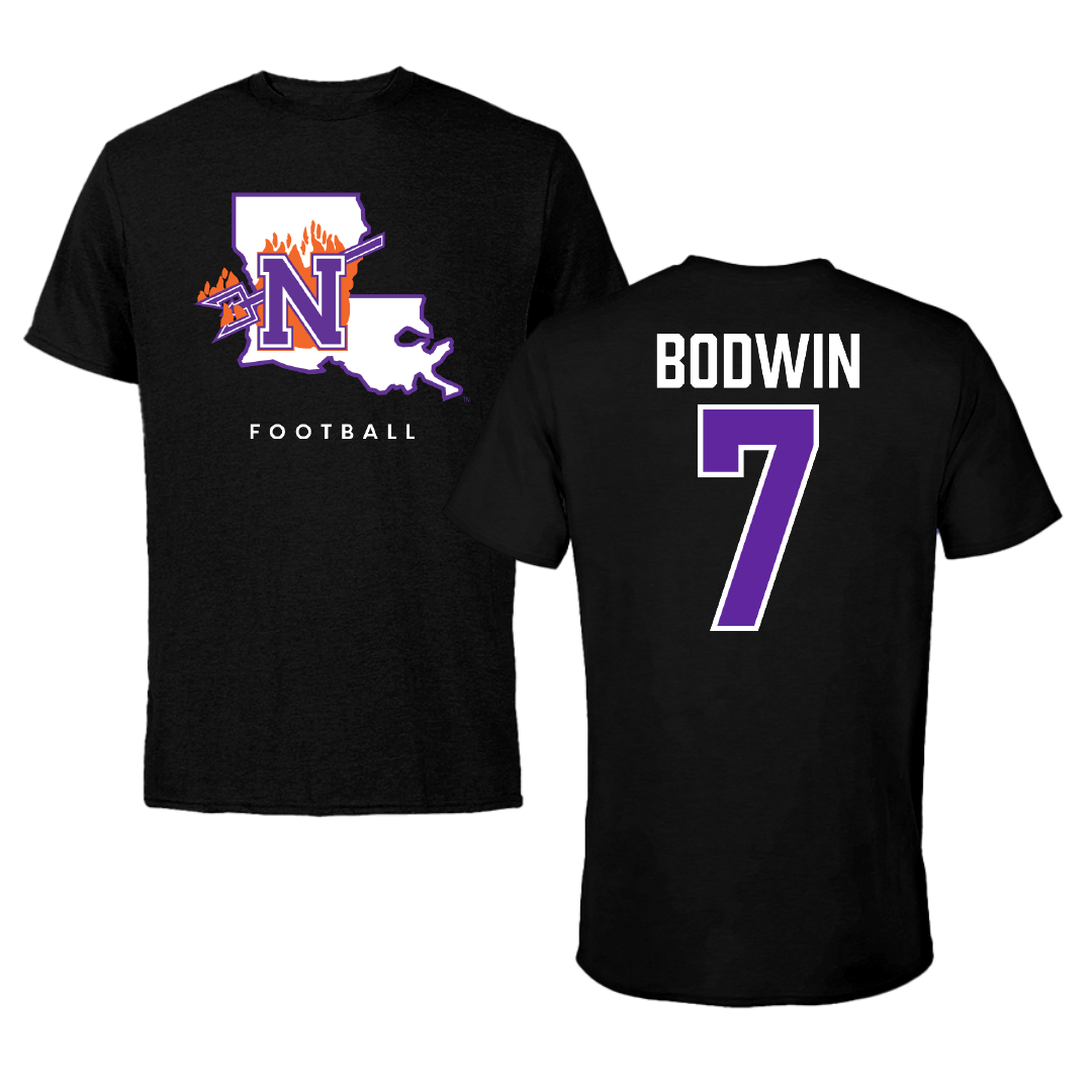 Northwestern State University Football Black Block Performance Tee - #7 Jeremiah Bodwin