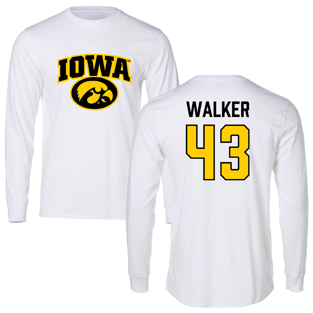 University of Iowa Baseball White Performance Long Sleeve - #43 Bryson Walker