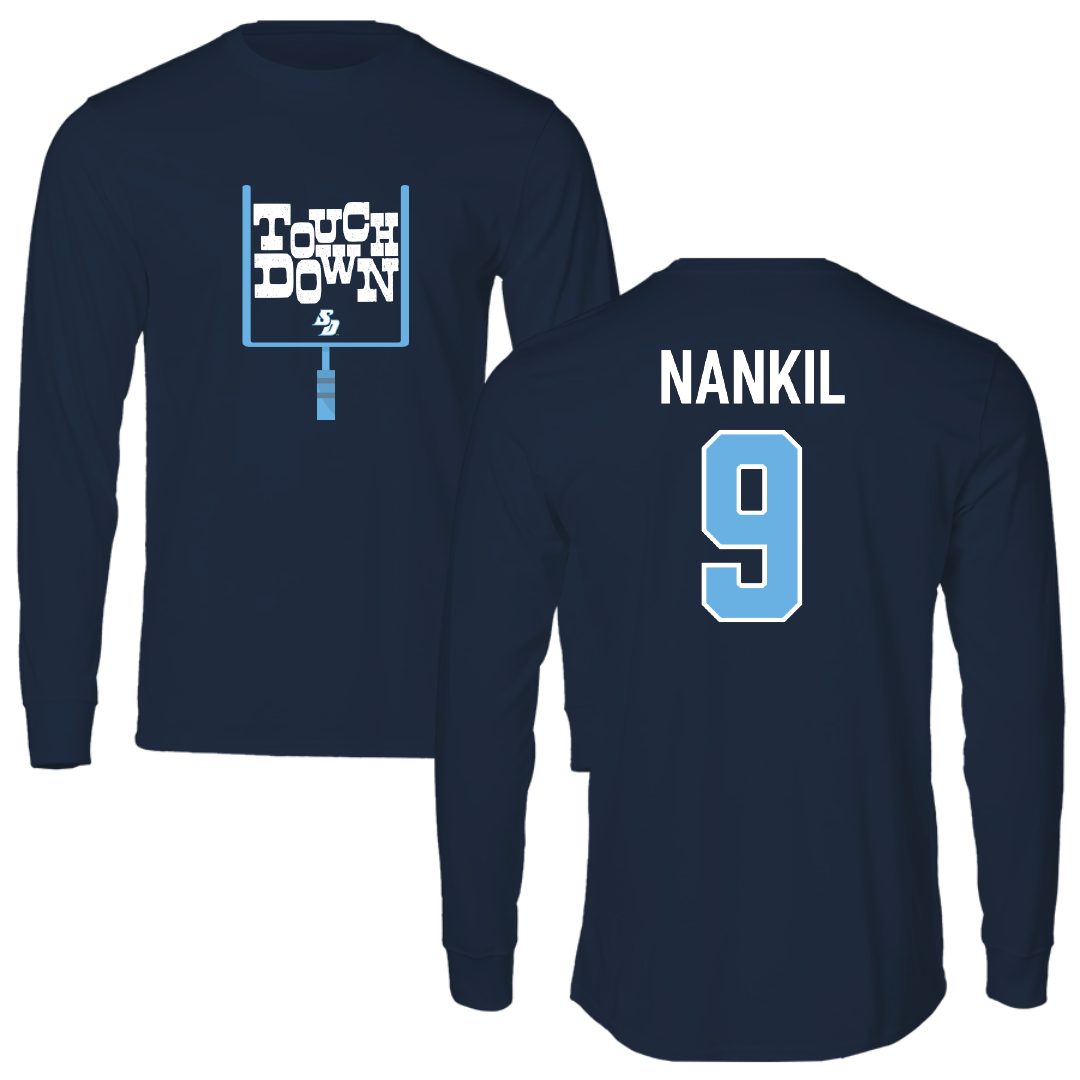 University of San Diego Football Navy Touchdown Performance Long Sleeve - #9 Dom Nankil