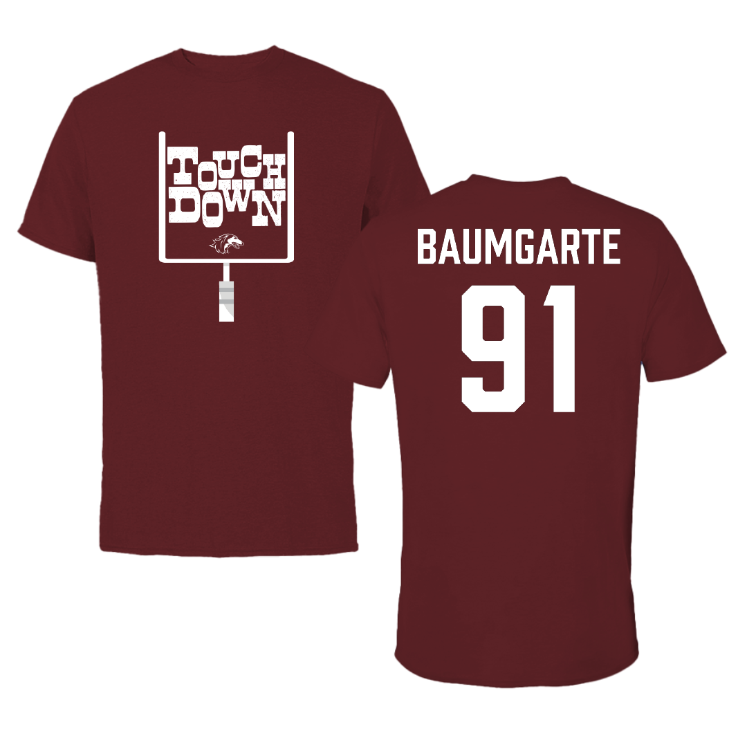 Southern Illinois University at Carbondale Football Maroon Touchdown Tee - #91 Jake Baumgarte