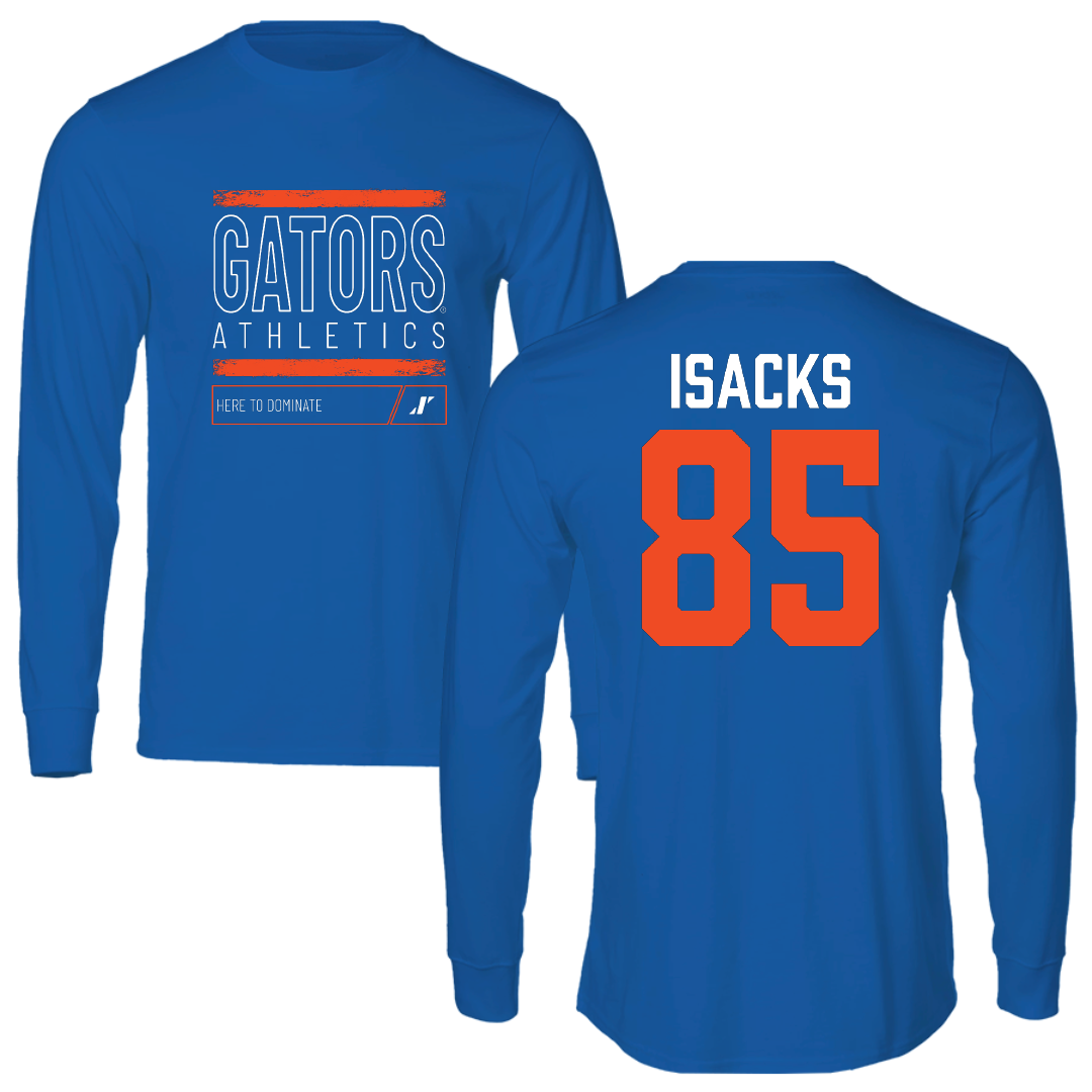 University of Florida Football Blue Dominate Long Sleeve - #85 Scott Isacks