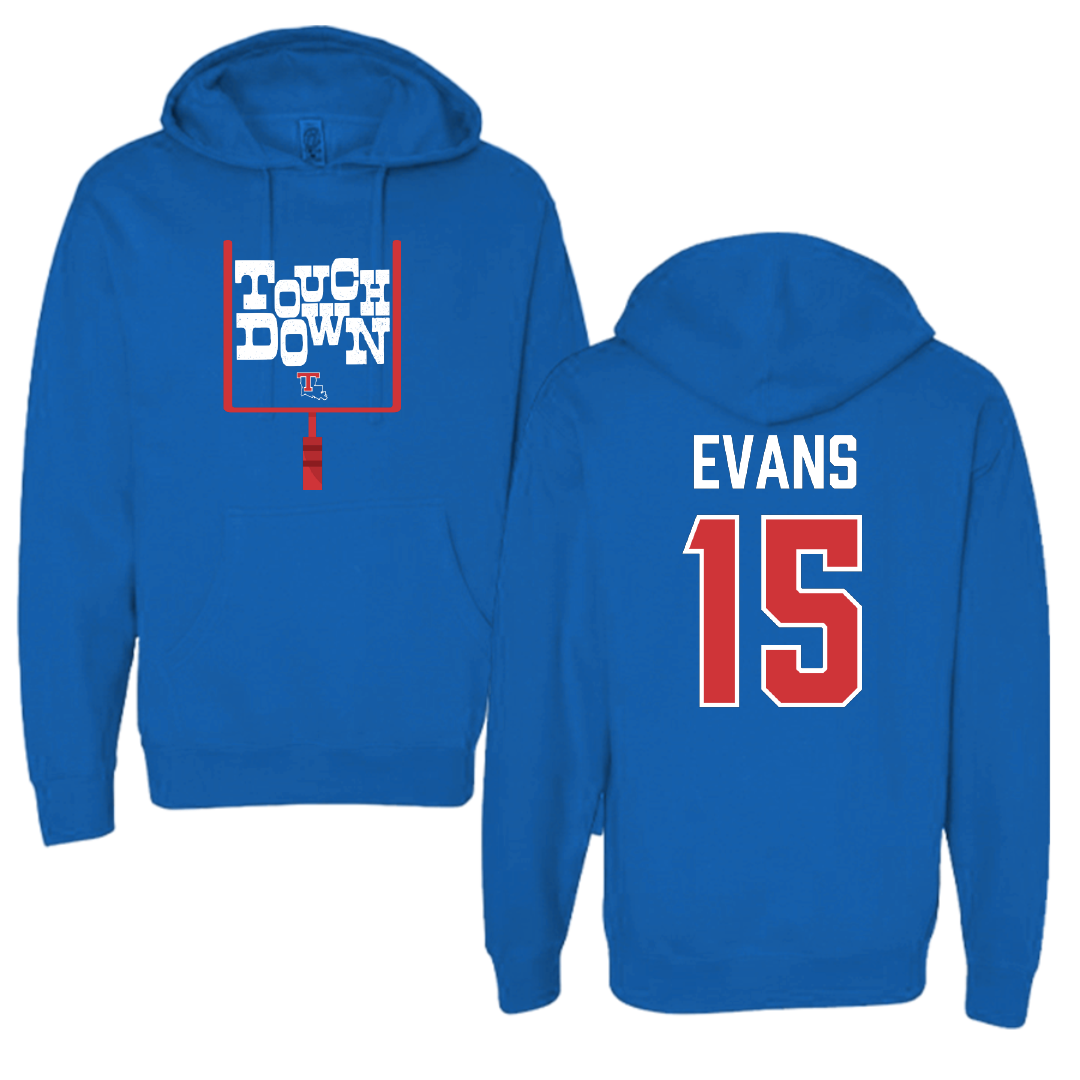 Louisiana Tech University Football Blue Touchdown Hoodie - #15 Jessie Evans
