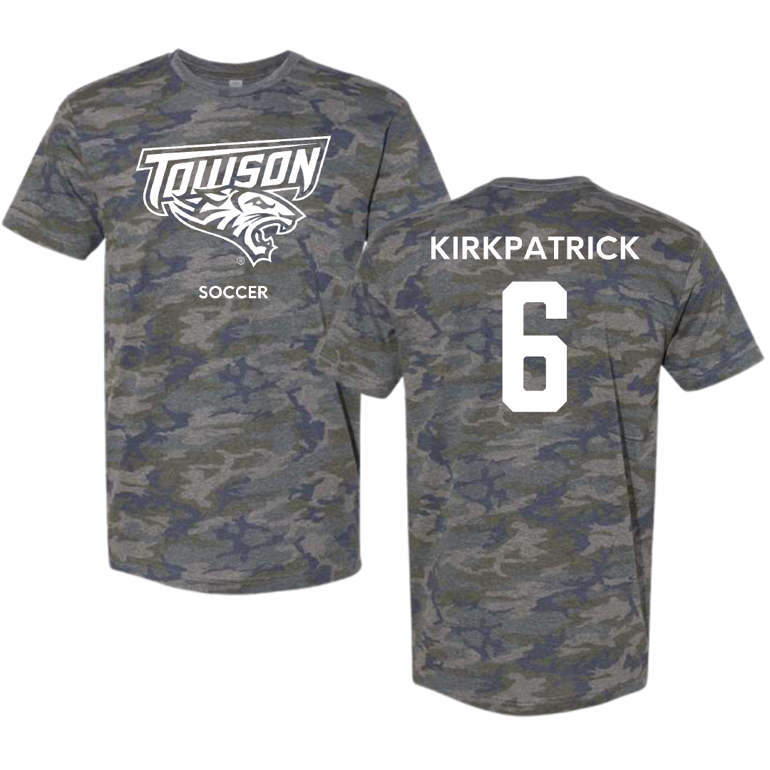 Towson University Soccer (W) Vintage Camo Tee - #6 Emily Kirkpatrick