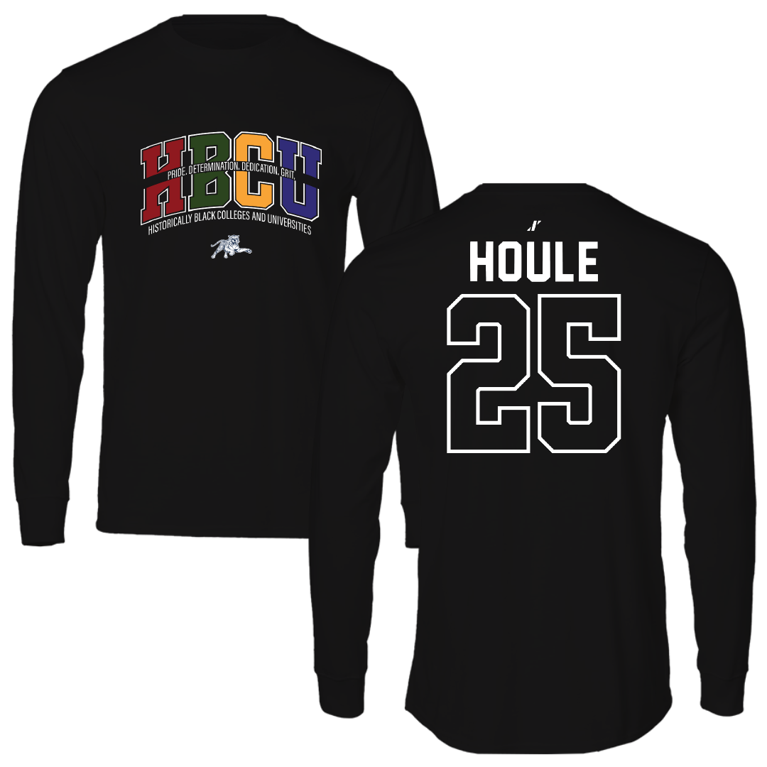Jackson State University Soccer Black HBCU Performance Long Sleeve - #25 Olla Houle