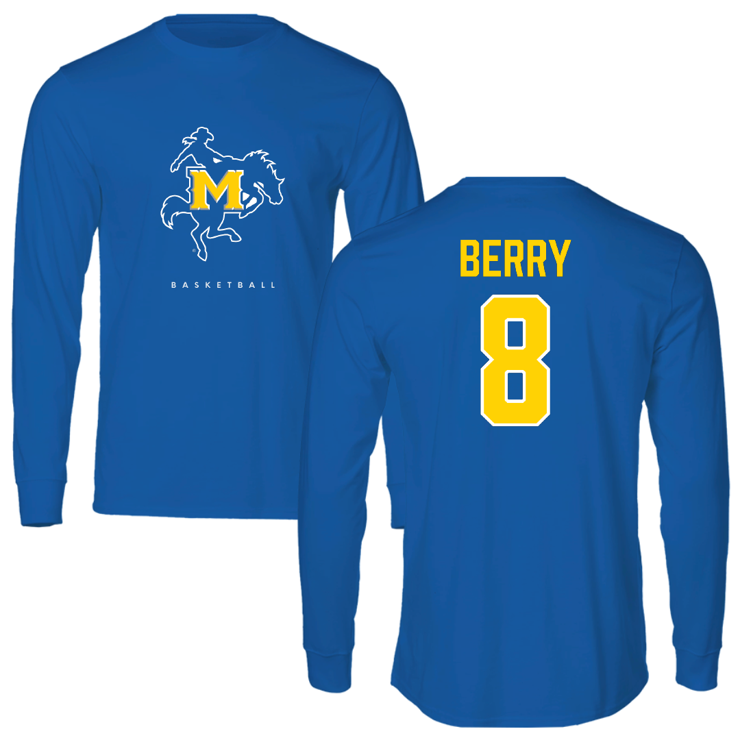 McNeese State University Basketball Blue Long Sleeve - #8 Avari Berry