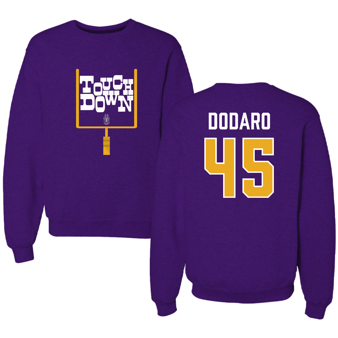 University at Albany Football Purple Touchdown Crewneck - #45 John Dodaro
