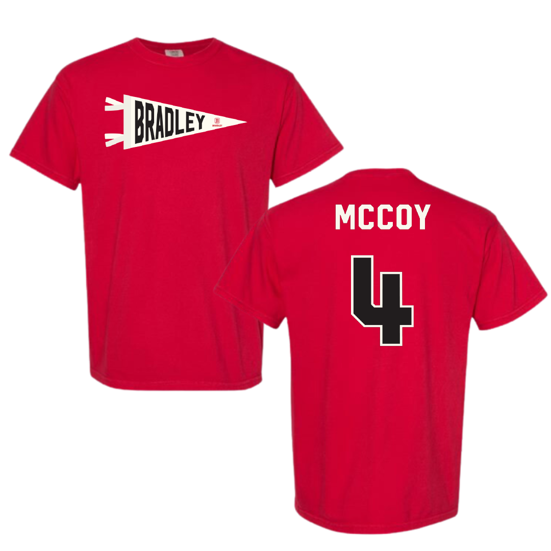 Bradley University Softball Red Pennant Comfort Colors Tee - #4 Kierston McCoy