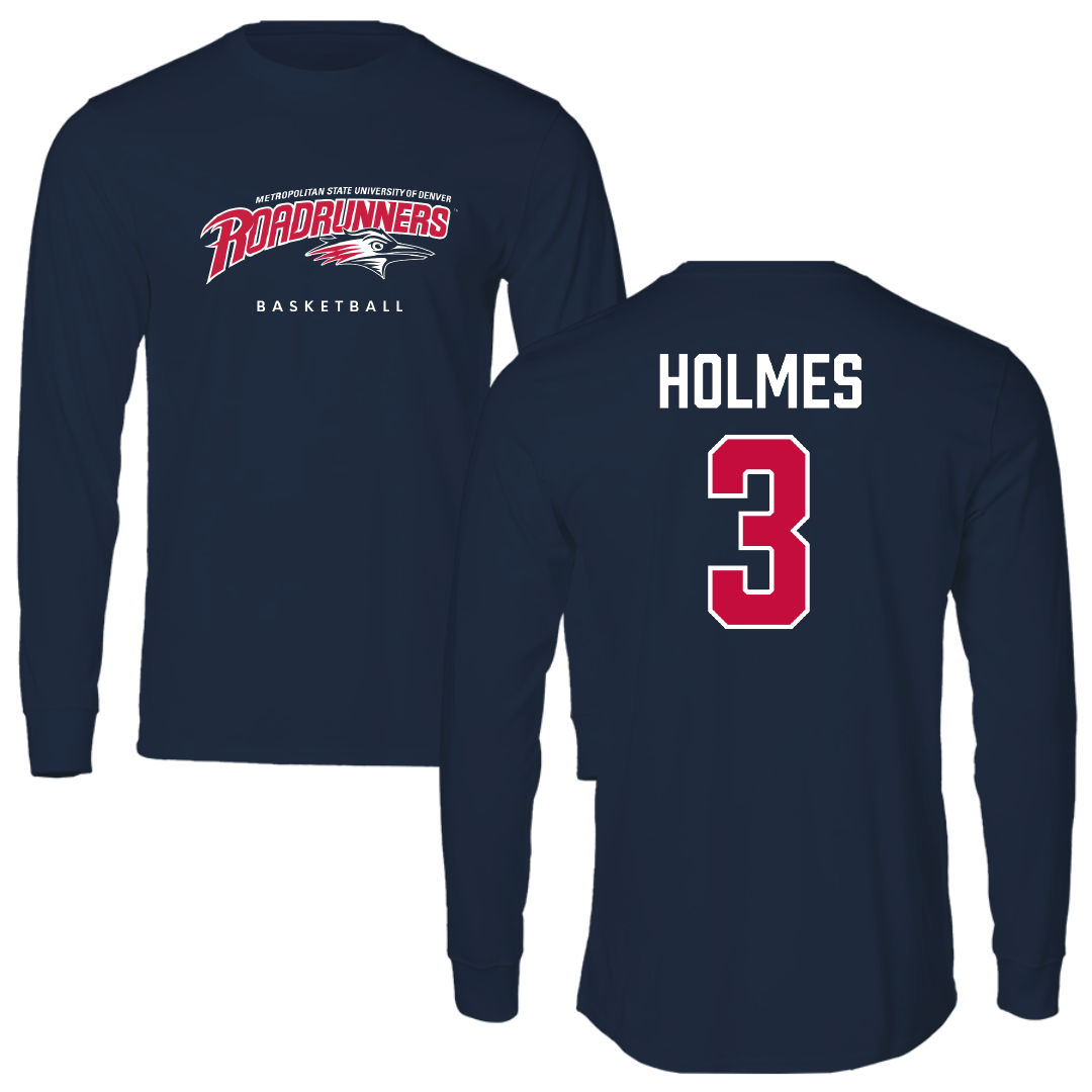 Metropolitan State University of Denver Basketball Navy Performance Long Sleeve - #3 Caden Holmes