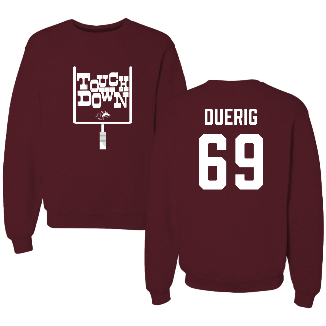 Southern Illinois University at Carbondale Football Maroon Touchdown Crewneck - #69 Aidan Duerig