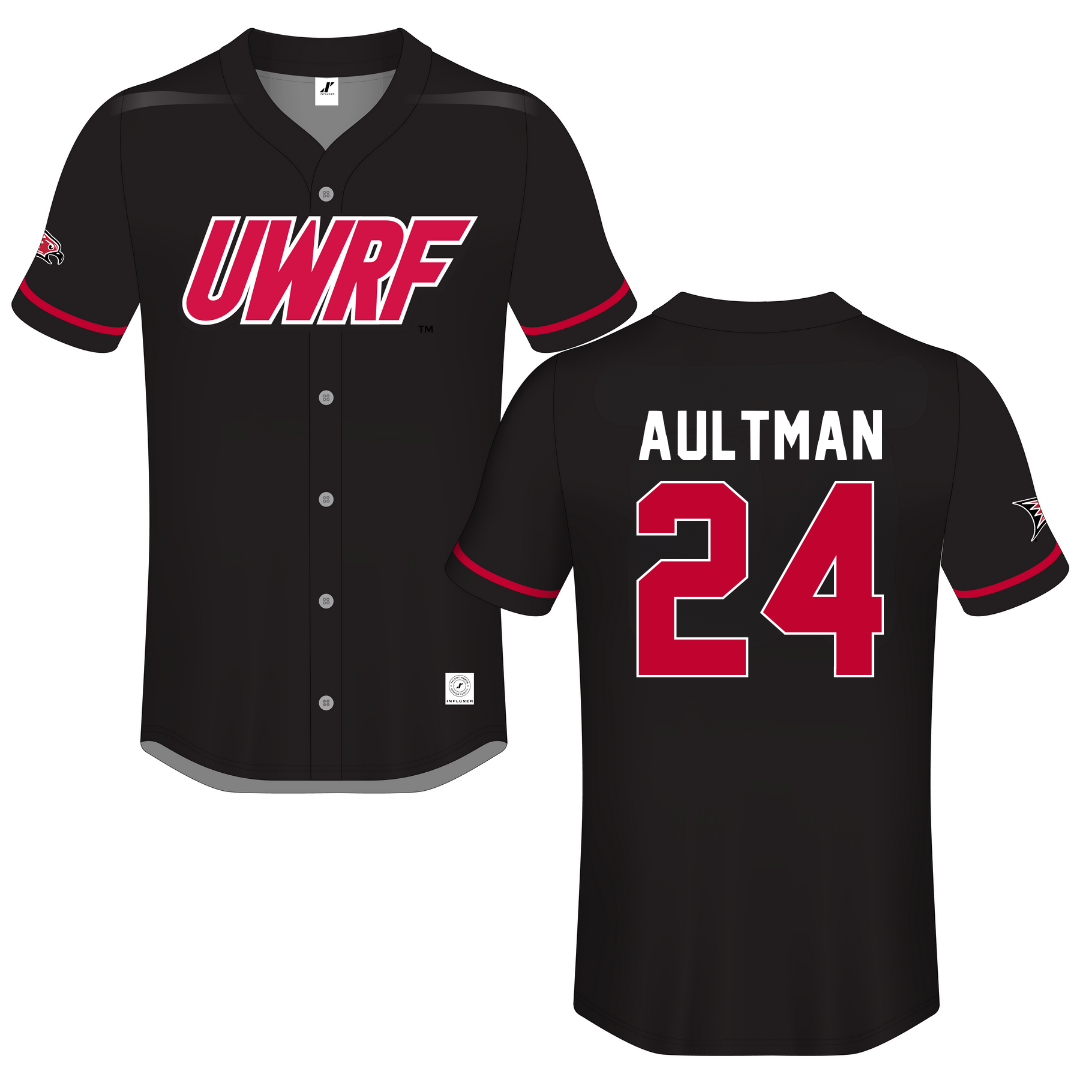 University of Wisconsin-River Falls Black Button-Down Jersey - #24 Kelly Aultman