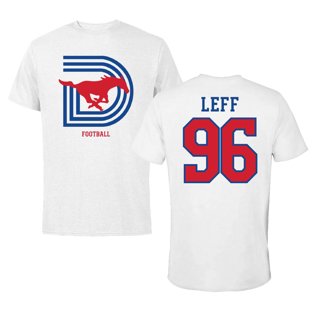 Southern Methodist University Football White Performance Tee - #96 Josh Leff