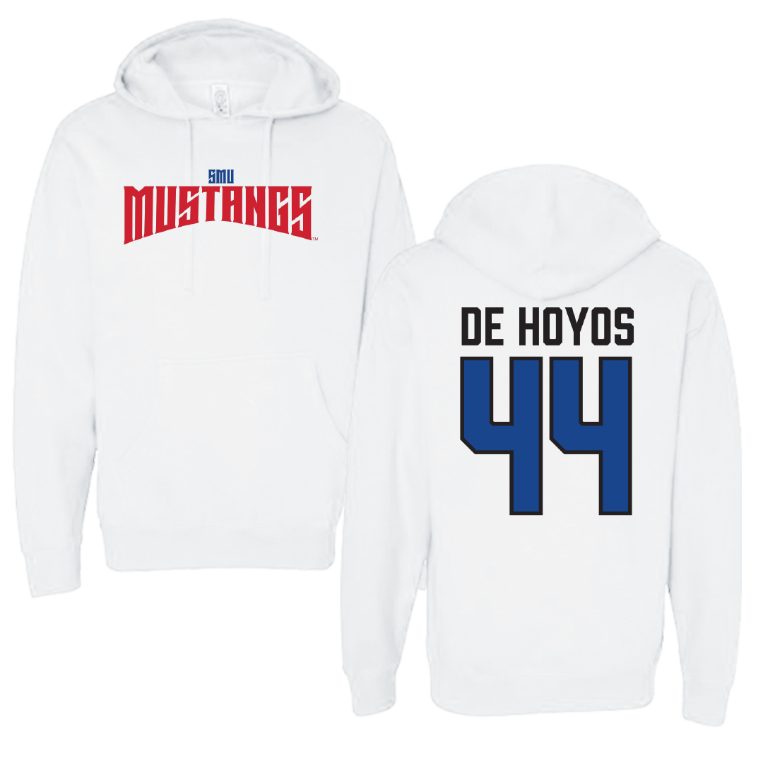 Southern Methodist University Football White Classic Hoodie - #44 Michael De Hoyos