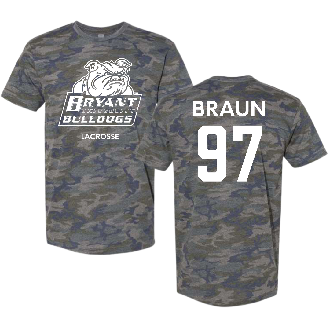 Bryant University Lacrosse (M) Vintage Camo Tee - #97 Cole Braun