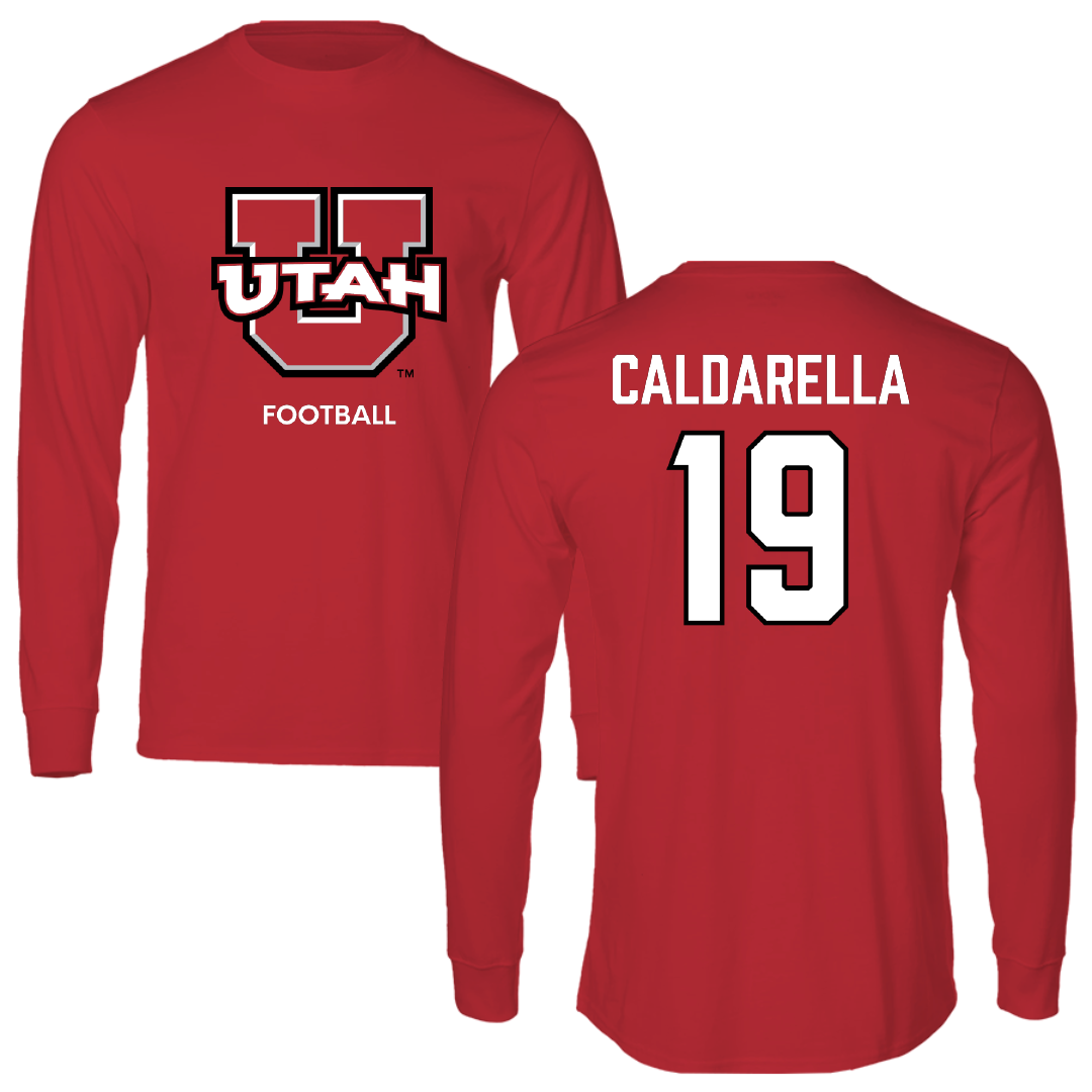 University of Utah Football Red Utes Long Sleeve - #19 Luca Caldarella