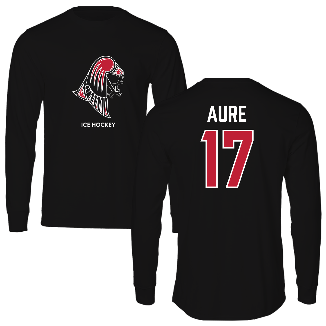 University of Wisconsin-River Falls Ice Hockey (W) Black Mascot Long Sleeve - #17 MaKenna Aure