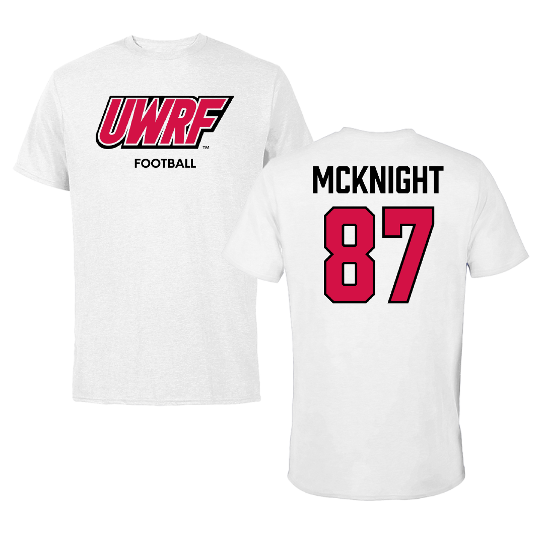 University of Wisconsin-River Falls Football White Block Performance Tee - #87 Brody McKnight