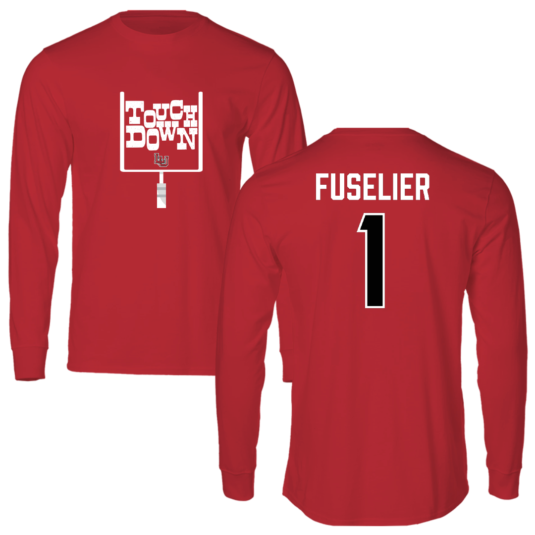Lamar University Football Red Touchdown Performance Long Sleeve - #1 Kyndon Fuselier