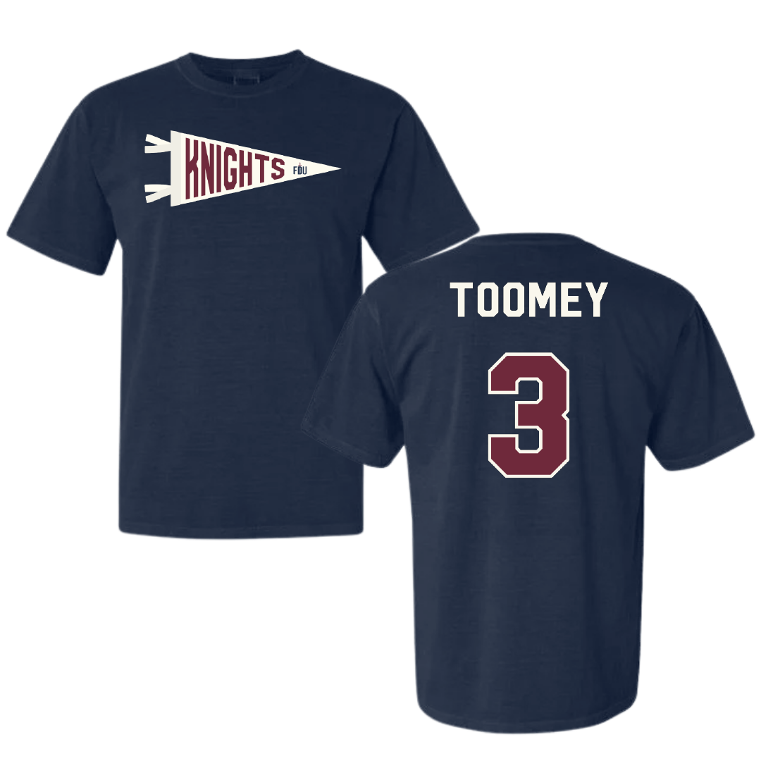 Fairleigh Dickinson University-Metropolitan Campus Basketball Navy Pennant Comfort Colors Tee - #3 Bella Toomey