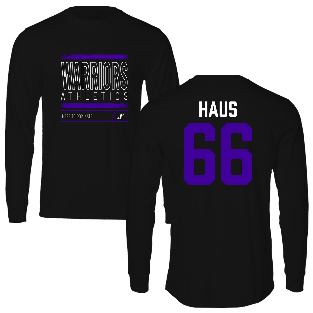Winona State University Football Black Dominate Long Sleeve - #66 Blake Haus