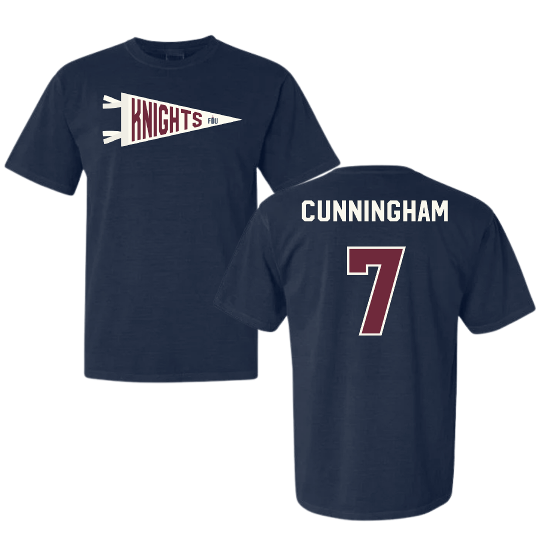 Fairleigh Dickinson University-Metropolitan Campus Softball Navy Pennant Comfort Colors Tee - #7 Riley Cunningham