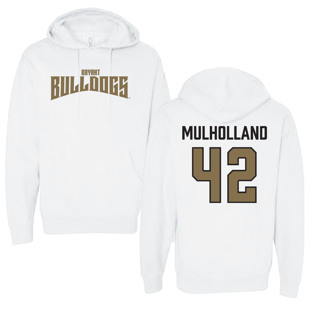 Bryant University Baseball White Classic Hoodie - #42 Billy Mulholland