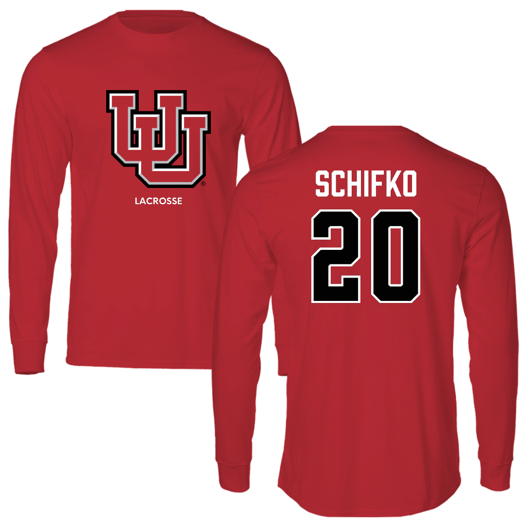 University of Utah Lacrosse (M) Red Block Performance Long Sleeve - #20 Tyler Schifko